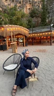 Mahza 1108 Pamuklu Kumaş Yan Bağlama Detaylı Önden Düğmeli Elbise Lacivert - 4