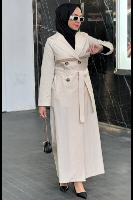 Mahza 4560 Astarsız Renk Koton Kumaş Trençkot Bej - 2