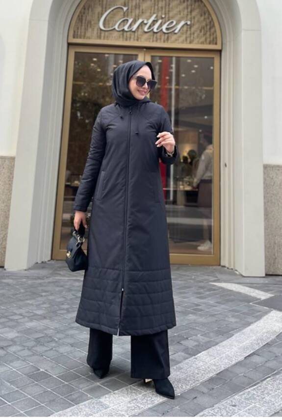Mahza 7582 Su Geçirmez Kumaş Kışlık Kap Siyah - 1