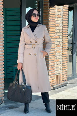 Mahza 7615 Astarlı Mevsimlik Trençkot Bej - Mahza