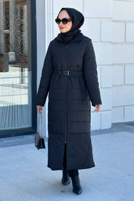 Mahza 7617 Su Geçirmez Kumaş Çıkartılabilir Kemerli Kışlık Kap Siyah - Mahza