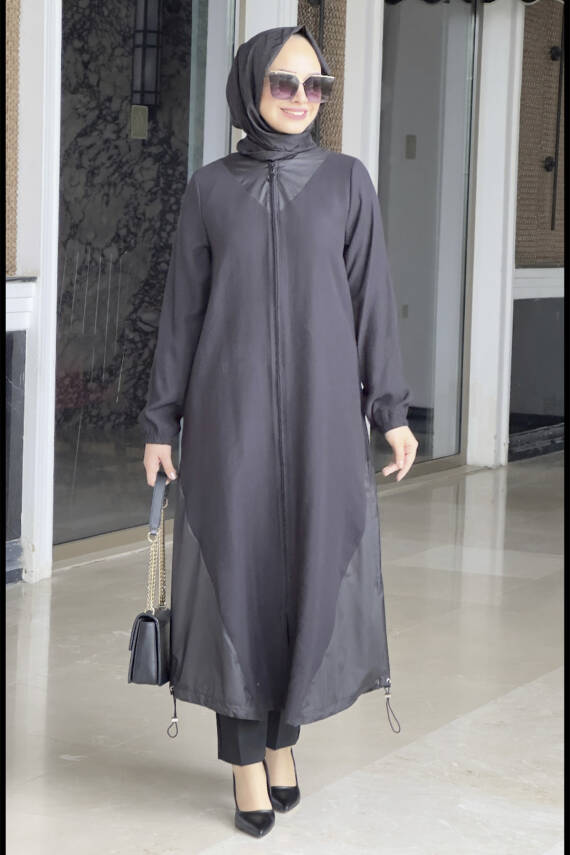 Mahza 7643 Modal Kumaş Yazlık Tesettür Kap Siyah - 1