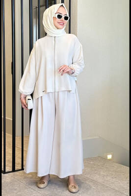 Mahza 8190 Bol Pantolonlu Rahat Kalıp Takım Taş - Mahza