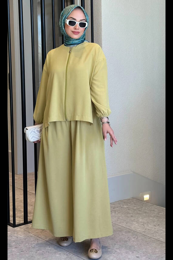 Mahza 8190 Bol Pantolonlu Rahat Kalıp Takım Yağ Yeşili - 1