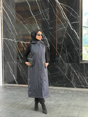 Mahza Çıkarılabilir Kapüşonlu Astarlı 120 cm Yeni Sezon Yelek 7655 Lacivert - Nihle