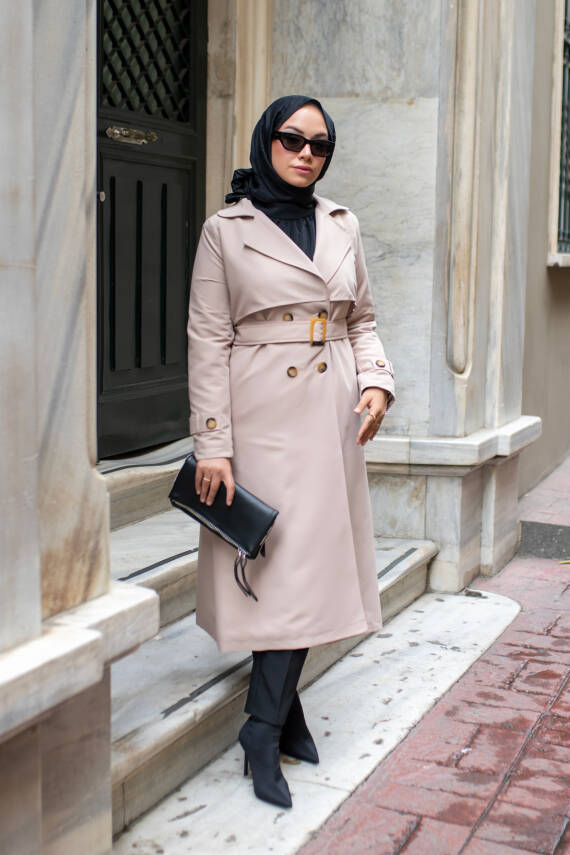 MAHZA MEVSİMLİK KLASİK 120 CM ASTARLI YENİ SEZON TRENÇKOT 7574BEJ - 1