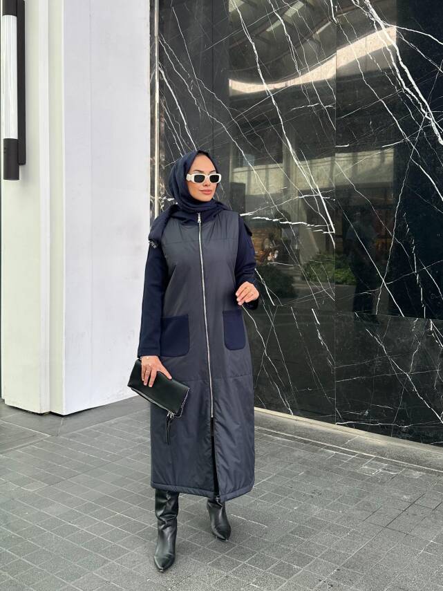 Mahza Mevsimlik Kolları Çelik Örme Kumaş Yeni Sezon Kap 7656 Lacivert - 1