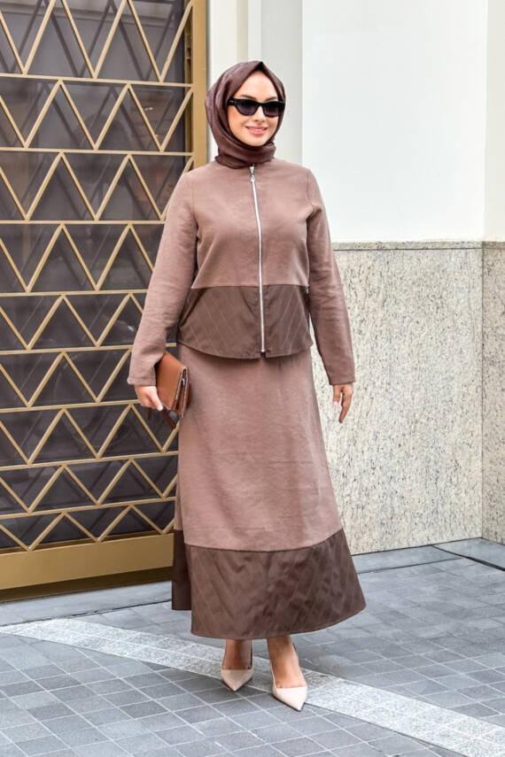 Mahza Modal Kumaş Etek Uçları Paraşüt Detaylı Premium Kalite Etek Takım 8204- Bordo - 4