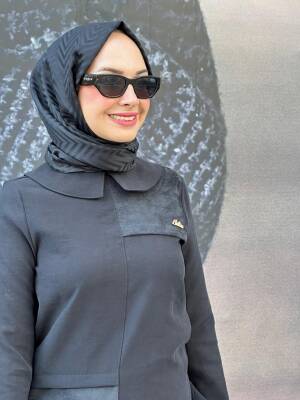 Mahza Modal Kumaş Süet Detaylı Yeni Sezon Etek Takım 8201 Siyah - 2