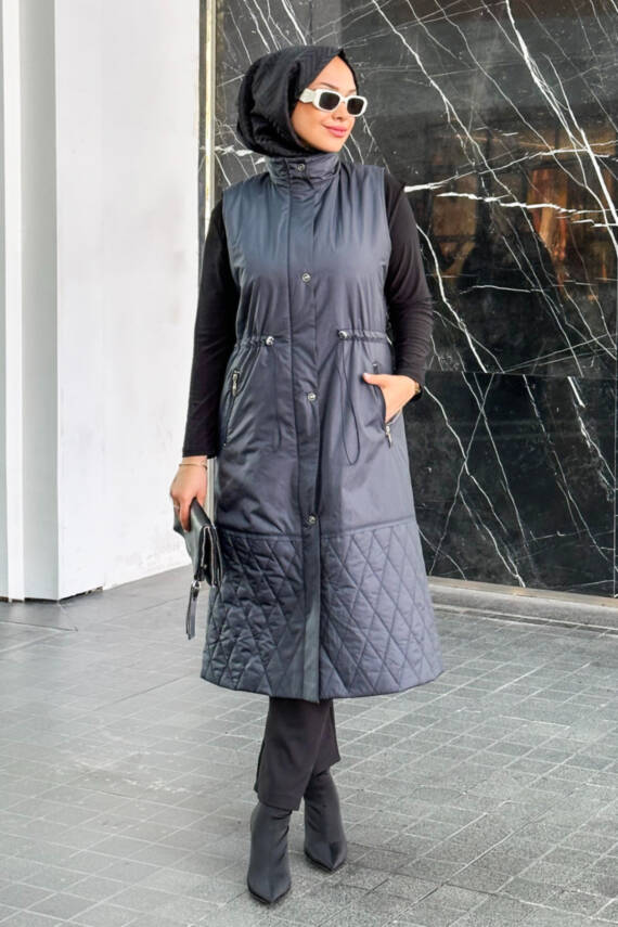 Mahza Yeni Sezon 110 cm Astarlı Yelek 7657 Siyah - 1