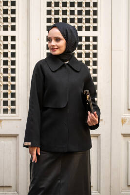 Mahza Yeni Sezon Astarlı Gizli Çıtçıtlı Spor Kaşe Ceket 7662 Siyah - 2